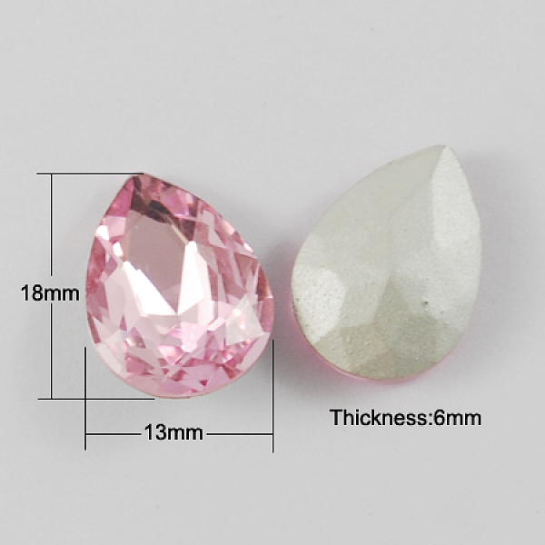 

PandaHall Glass Pointed Back Rhinestone, Back Plated, Faceted, Teardrop, Pearl Pink, 18x13x6mm Glass Rhinestone Teardrop Pink