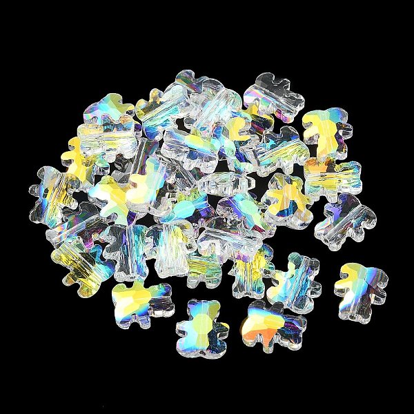 

PandaHall Electroplate Glass Beads, Half Plated, AB Color Plated, Bear, Clear, 9.5x8.5x4mm, Hole: 1.2mm Glass Bear Clear