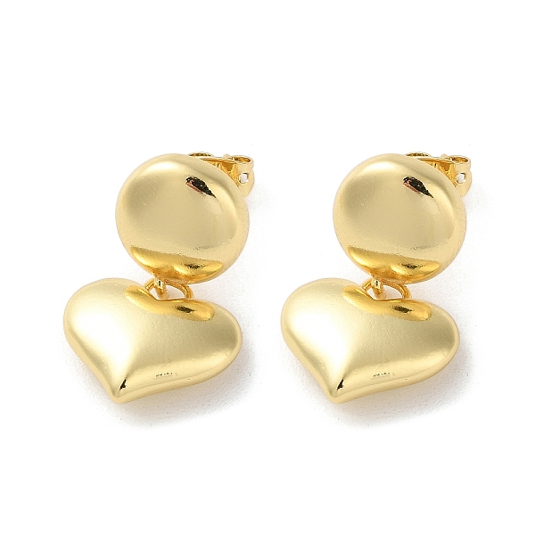 

PandaHall Brass Stud Earrings for Women, Heart, Real 16K Gold Plated, 25.5x15mm Brass Heart