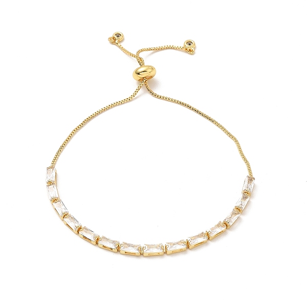 

PandaHall Adjustable Rack Plating Brass Cubic Zirconia Chain Bracelets, Slider Bracelet for Women, Lead Free & Cadmium Free, Long-Lasting..., Clear