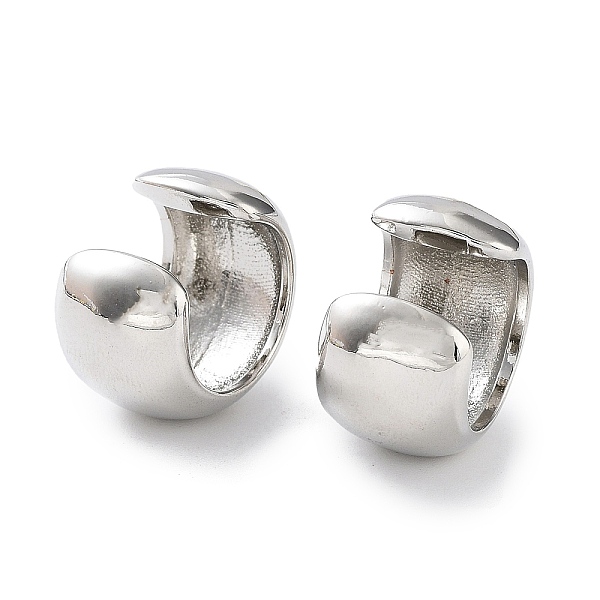 

PandaHall Brass Plain Cuff Earrings, Non Piercing Earrings, Platinum, 16x11mm Brass