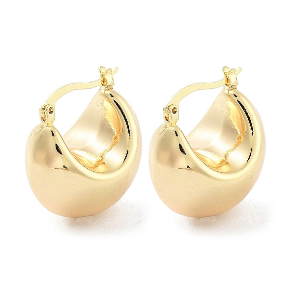 

PandaHall Brass Thick Hoop Earrings, Real 18K Gold Plated, 24x12x20mm Brass