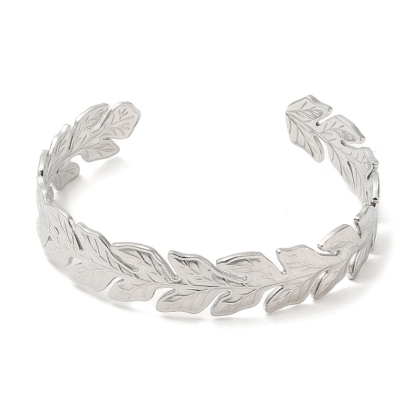 

PandaHall 304 Stainless Steel Cuff Bangles, Leaf Open Bangles for Women, Stainless Steel Color, Inner Diameter: 2-3/8x2-1/8 inch(5.9x5.3cm)...