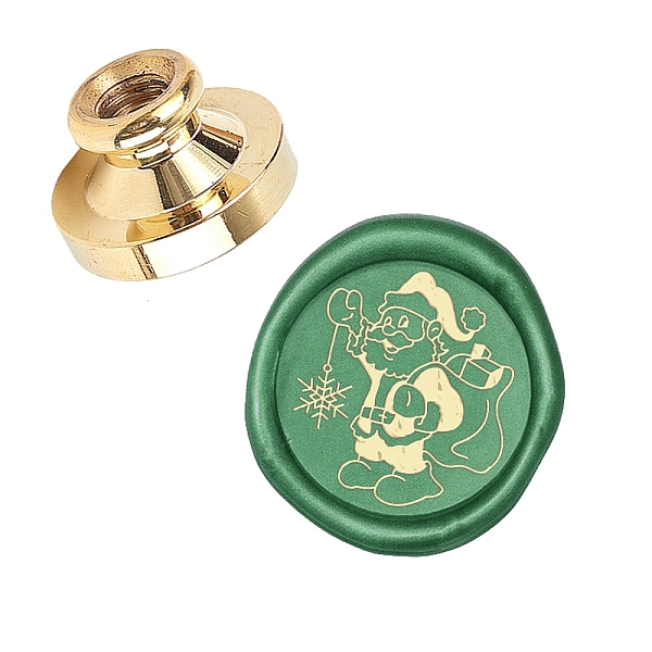 

PandaHall DIY Scrapbook, Brass Wax Seal Stamp Head, Father Christmas, for Christmas, Golden, 25x14mm Brass