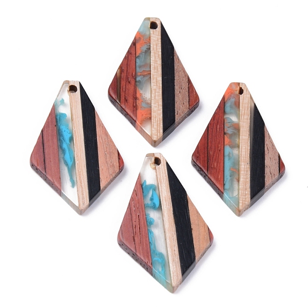 

PandaHall Resin & Walnut Wood Pendants, Rhombus, Colorful, 33x20x2~3mm, Hole: 2mm Resin+Wood Rhombus