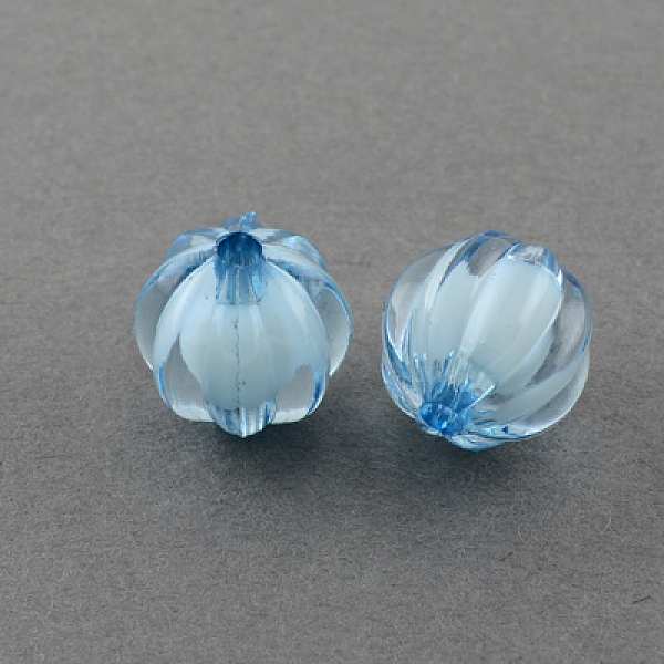

PandaHall Transparent Acrylic Beads, Bead in Bead, Round, Pumpkin, Sky Blue, 8mm, Hole: 2mm, about 2150pcs/500g Acrylic Pumpkin Blue