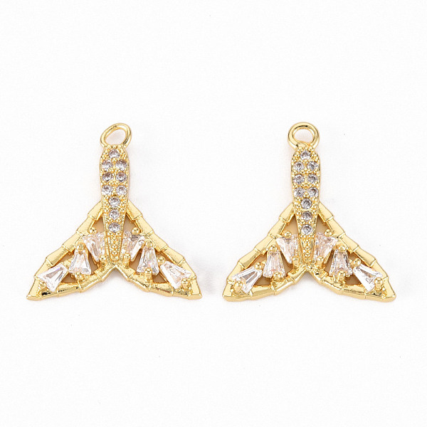 

PandaHall Brass Micro Pave Clear Cubic Zirconia Pendants, Fishtail, Real 18K Gold Plated, 16.5x15x2.5mm, Hole: 1.2mm Brass+Cubic Zirconia...