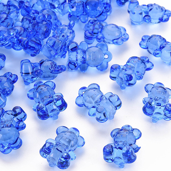 

PandaHall Transparent Acrylic Pendants, Faceted, Bear, Blue, 19.5x13.5x10.5mm, Hole: 1.5mm, about 400pcs/500g Acrylic Bear Blue