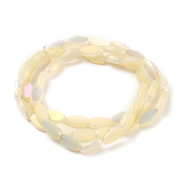 

PandaHall Electroplate Opaque Glass Beads Strands, Faceted, Oval, Full Rainbow Plated, Light Goldenrod Yellow, 10.5x6x3mm, Hole: 1.2mm...