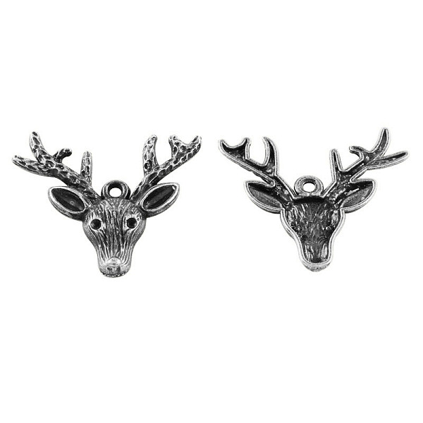 

PandaHall Tibetan Style Alloy Christmas Reindeer/Stag Pendant Rhinestone Settings, Cadmium Free & Lead Free, Antique Silver, 34x36x4mm, Hole...