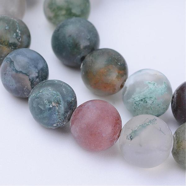 

PandaHall Natural Indian Agate Beads Strands, Frosted, Round, 8~8.5mm, Hole: 1mm, about 47pcs/strand, 15.5 inch Indian Agate Round