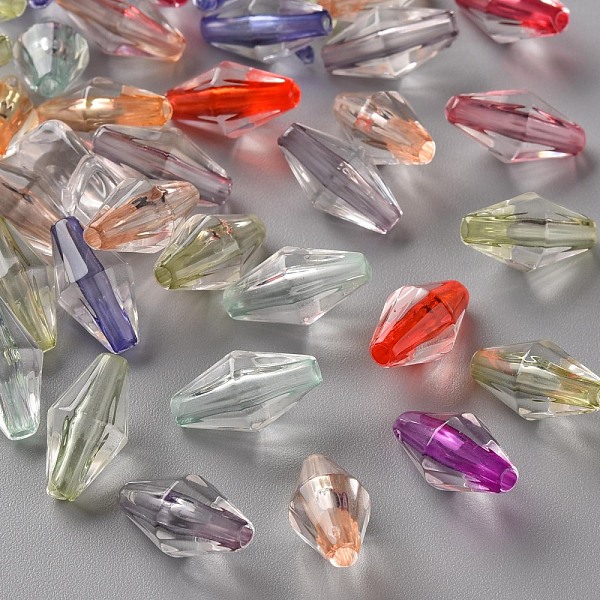 

PandaHall Transparent Acrylic Beads, Bicone, Mixed Color, 15x8mm, Hole: 1.8mm, about 1290pcs/500g Acrylic Bicone Multicolor