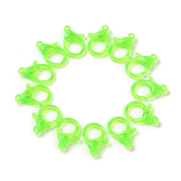 

PandaHall Transparent Plastic Lobster CLaw Clasps, Lime, 26x19x6mm, Hole: 2mm Plastic Others Green
