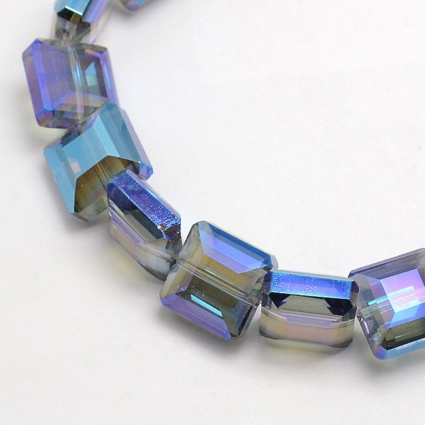 

PandaHall Electroplate Crystal Glass Square Beads Strands, Faceted, Rainbow Color Plated, Royal Blue, 13x13x8mm, Hole: 1mm, about...