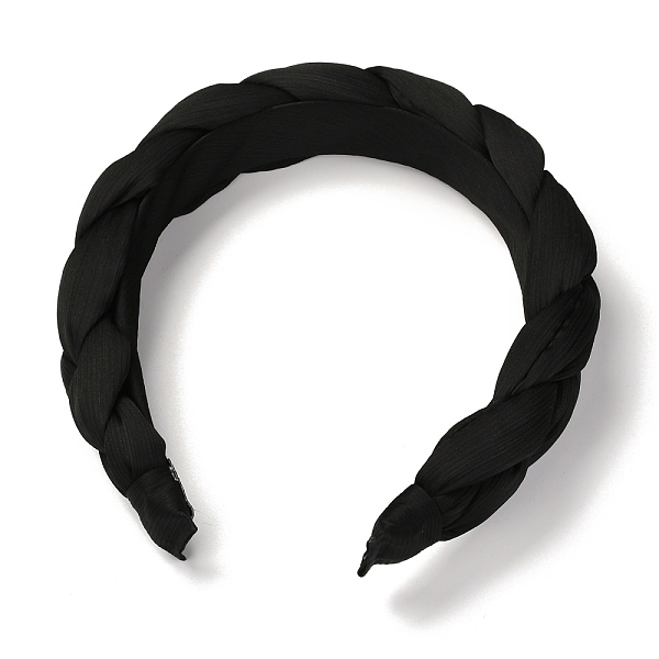 pandahall plastic hair bands, with cloth covered, black, 21~30mm, inner diameter: 132mm plastic black