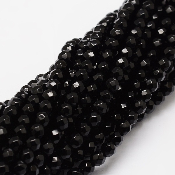 

PandaHall Faceted Natural Agate Round Beads Strands, Dyed, Black, 4mm, Hole: 1mm, about 92pcs/strand, 15.3 inch Natural Agate Round Black