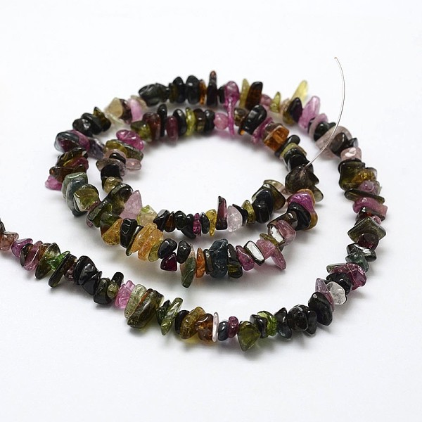 

PandaHall Natural Tourmaline Beads Strands, Chip, Mixed Color, 3~5x7~13x2~4mm, Hole: 0.4mm, 16 inch Tourmaline Chip Multicolor