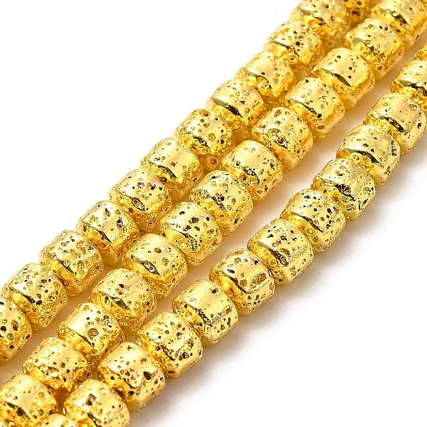 

PandaHall Electroplated Natural Lava Rock Beads Strands, Rondelle, Golden Plated, 6x7mm, Hole: 1mm, about 67~68pcs/strand, 15.35~15.63 inch...