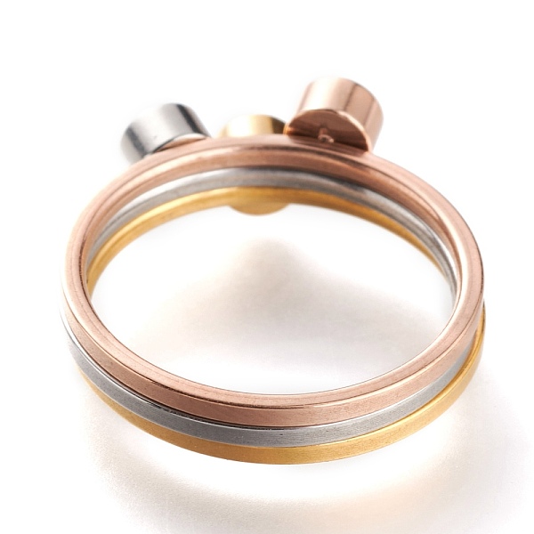

PandaHall 304 Stainless Steel Finger Rings, Stackable Rings, with Rhinestone, Flat Round, Rose Gold, Mixed Color, US Size 7~7 3/4..., Multicolor