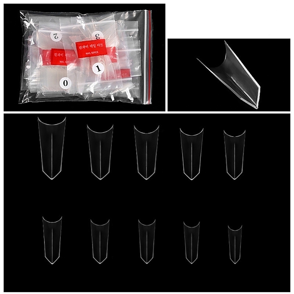 

PandaHall Plastic Half Cover Seamless Edge False Nail Tips, Practice Manicure Nail Art Tool, Clear, 17.4~29.1x6.3~11.8mm, 500pcs/bag Plastic...
