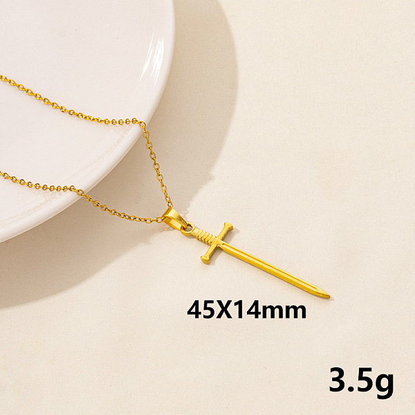 

PandaHall Vintage Stainless Steel Sword Pendant Necklaces for Women, Collarbone Chain Jewelry Stainless Steel