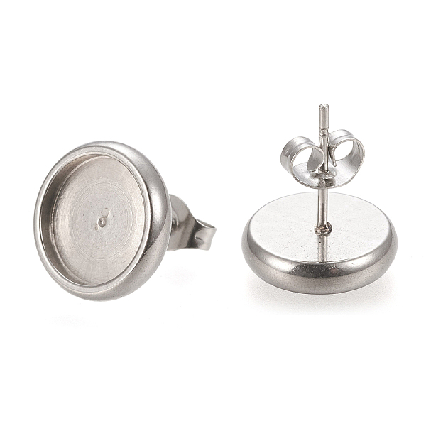 

PandaHall 304 Stainless Steel Stud Earring Settings, with Ear Nuts, Flat Round, Stainless Steel Color, 12.5mm, Pin: 0.8mm, Tray: 10mm 304...