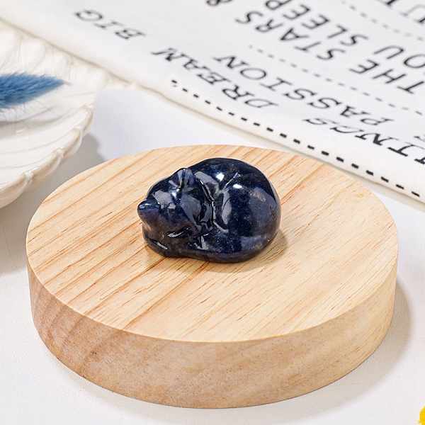 

PandaHall Natural Sodalite Display Decorations, Reiki Energy Stone Figurine, Sleeping Cat, 33.5x39x23.5mm Sodalite Cat Shape