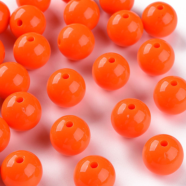 

PandaHall Opaque Acrylic Beads, Round, Orange Red, 16x15mm, Hole: 2.8mm, about 220pcs/500g Acrylic Round