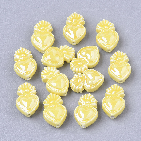 

PandaHall Handmade Porcelain Beads, Bright Glazed Porcelain Style, Heart, Yellow, 16x10.5x6.5mm, Hole: 1.2mm Porcelain Heart Yellow