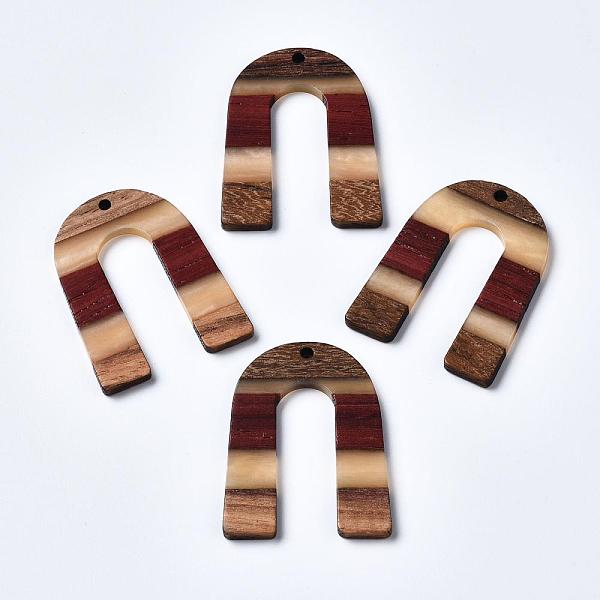 

PandaHall Resin & Walnut Wood Pendants, U Shape, Colorful, 36.5x28x2~3mm, Hole: 2mm Resin+Wood Others