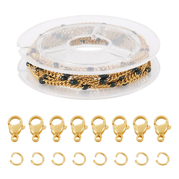 

PandaHall DIY Chain Bracelet Necklace Making Kit, Including 304 Stainless Steel Enamel Curb Chains, 304 Stainless Steel Jump Rings & Clasps...