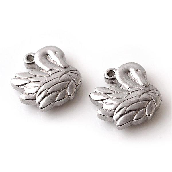 

PandaHall 201 Stainless Steel Charms, Swan, Stainless Steel Color, 14.5x15.5x4.5mm, Hole: 1.5mm 201 Stainless Steel Other Animal