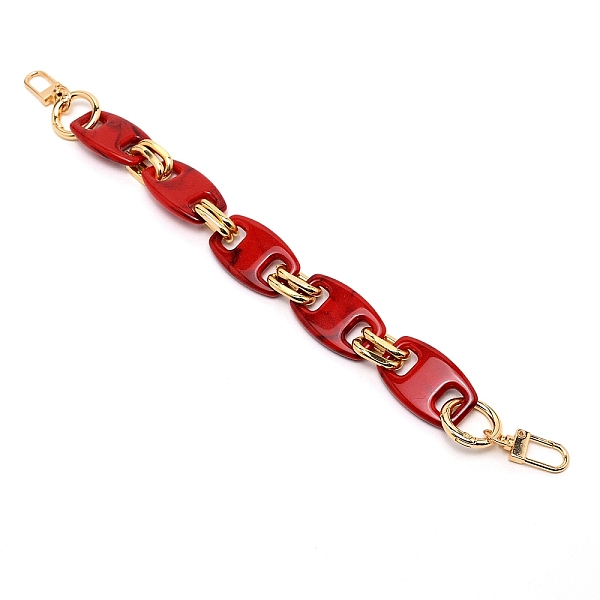 

PandaHall Acrylic Curb Chain Bag Strap, with Alloy Clasps, for Bag Replacement Accessories, Brown, 31cm Acrylic Red