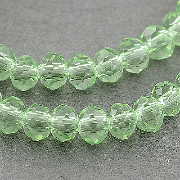 

PandaHall Transparent Glass Beads Strands, Faceted, Rondelle, Pale Green, 3x2mm, Hole: 0.5mm, about 160~165pcs/strand, 15.35 inch~15.75 inch...