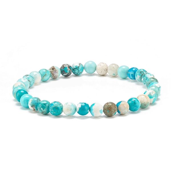 Bracelet Extensible Perlé Rond En Howlite Naturelle