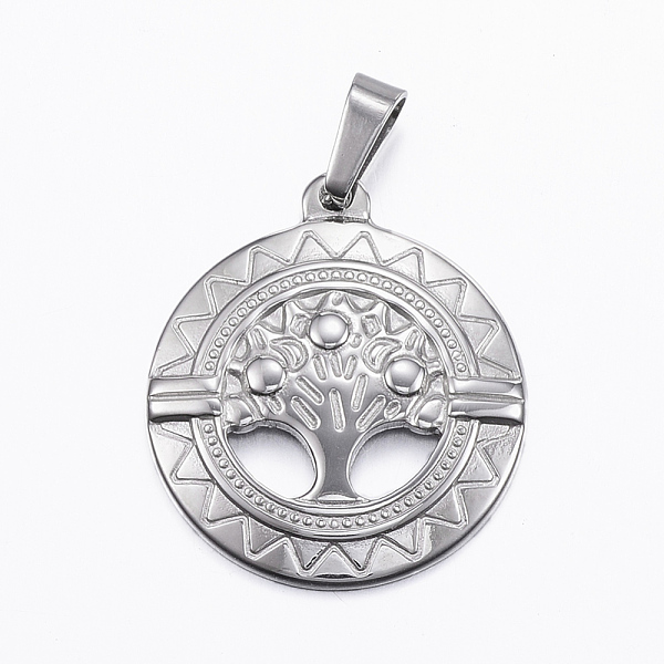 

PandaHall 304 Stainless Steel Pendants, Flat Round with Tree of Life, Stainless Steel Color, 29x25x2mm, Hole: 3.5x8mm 304 Stainless Steel...