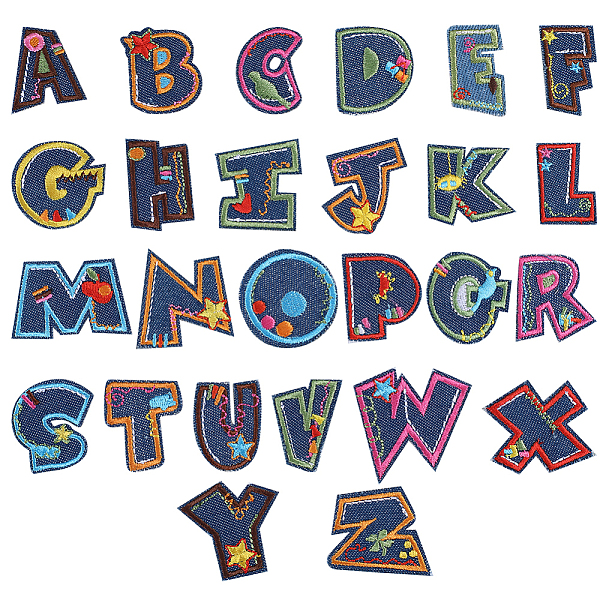 

PandaHall Gorgecraft 1 Set Letter A~Z Computerized Denim Fabric Embroidery Iron on Cloth Patches, Appliques, Costume Accessories, Sewing...