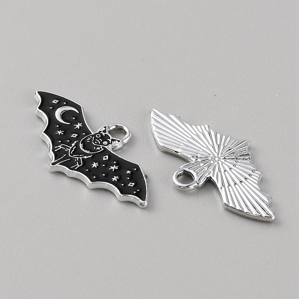 

PandaHall Alloy Enamel Pendants, Bat Charm, Platinum, 13.5x25.5x1mm, Hole: 2mm Alloy+Enamel Bat Black