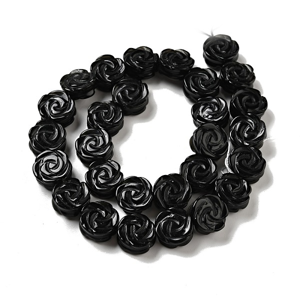 

PandaHall Natural Obsidian Beads Strands, Rose, 14x7.5~8mm, Hole: 1.2mm, about 28~29pcs/strand, 15.16''(38.5~41.5cm) Black Stone Flower