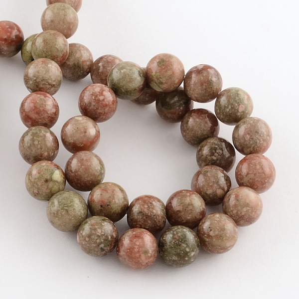 Natural Unakite Gemstone Round Bead Strands