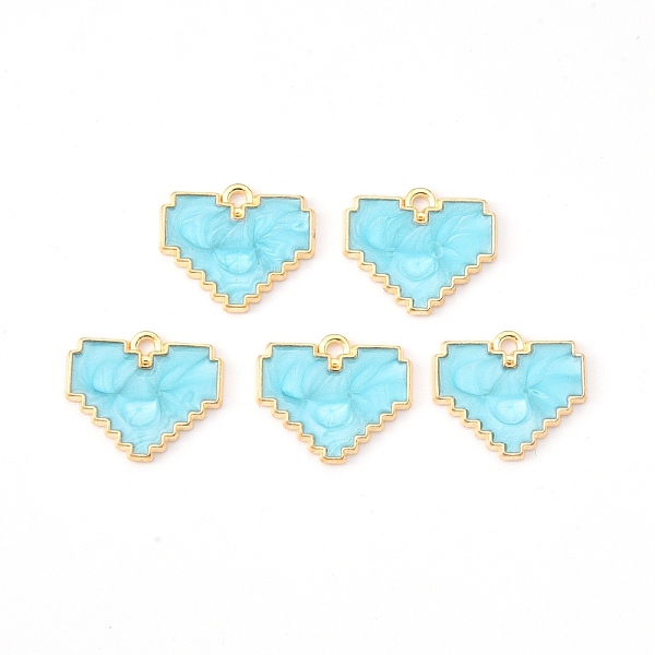 

PandaHall Light Gold Plated Alloy Enamel Pendants, Heart, Cyan, 18.5x15.5x1.5mm, Hole: 1.5mm Alloy+Enamel Heart Cyan