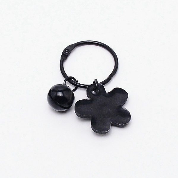 

PandaHall Plastic Pendant Keychains, with Iron Findings, for Earphone, Keychains Decoration, Flower, Black, 5.6cm Plastic Flower Black