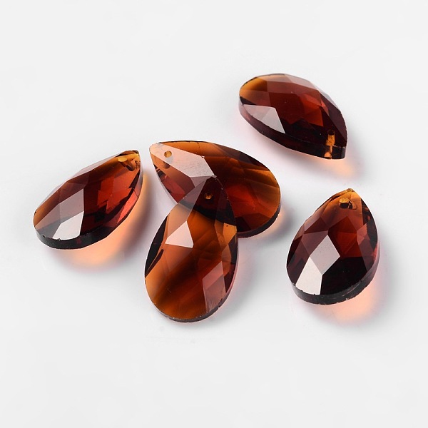 

PandaHall Faceted Teardrop Glass Pendants, Coconut Brown, 22x13x7mm, Hole: 1mm Glass Teardrop