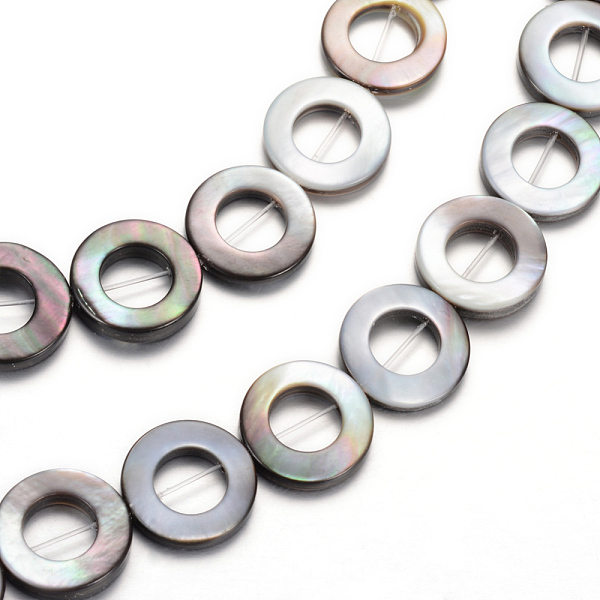 

PandaHall Natural Black Lip Shell Bead Frame Strands, Donut, Black, 15x2.5mm, Hole: 1mm, about 26pcs/strand, 15.7 inch Black Lip Shell Donut...