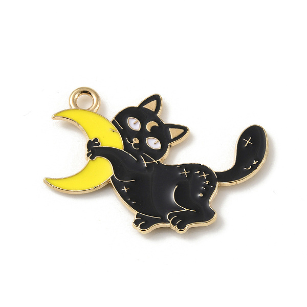 

PandaHall Alloy Enamel Pendants, Light Gold, Cat Charm, Moon, 29x19.5x1mm, Hole: 2mm Alloy+Enamel Moon