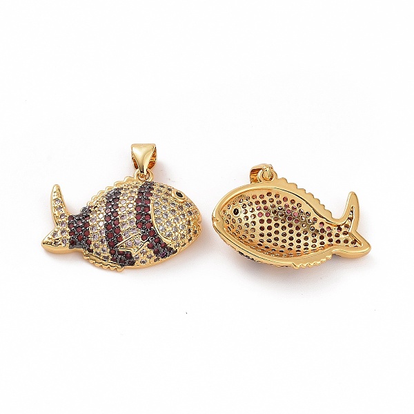 

PandaHall Brass Micro Pave Clear Cubic Zirconia Pendants, Fish, FireBrick, 24x16.5x5mm, Hole: 3.5x5mm Brass+Cubic Zirconia Fish Red