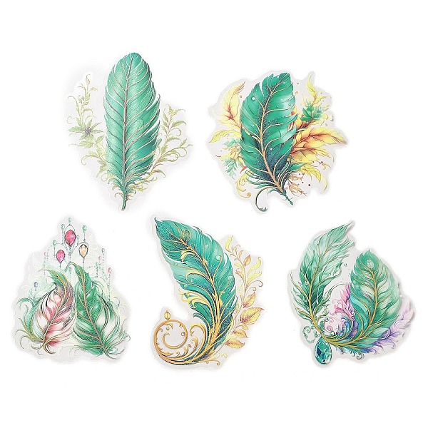 

PandaHall 5Pcs 5 Styles Feather Waterproof PET Stickers Sets, Adhesive Decals for DIY Scrapbooking, Photo Album Decoration, Turquoise..., Green