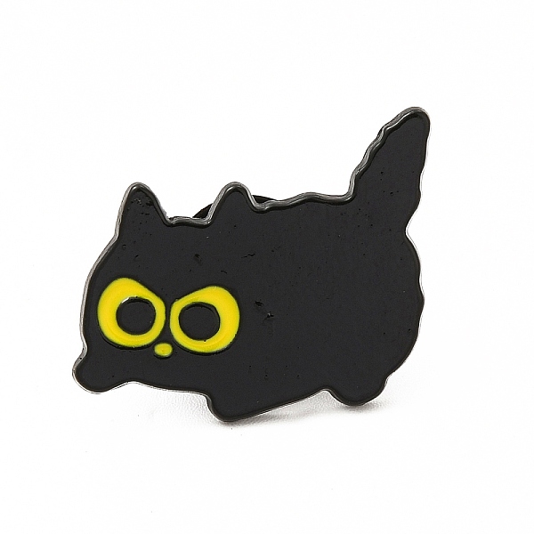PandaHall Cat Theme Enamel Pin, Electrophoresis Black Alloy Brooch for Backpack Clothes, Black, 18x22x1mm Alloy+Enamel Black