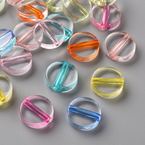 

PandaHall Transparent Acrylic Beads, Flat Round, Mixed Color, 16x5mm, Hole: 2.8mm Acrylic Flat Round Multicolor