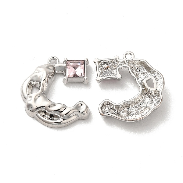 

PandaHall Alloy Pendant, with Glass, Platinum, Lead Free & Cadmium Free, Moon Charm, Misty Rose, 23x20x4mm, Hole: 1.6mm Alloy+Glass Moon